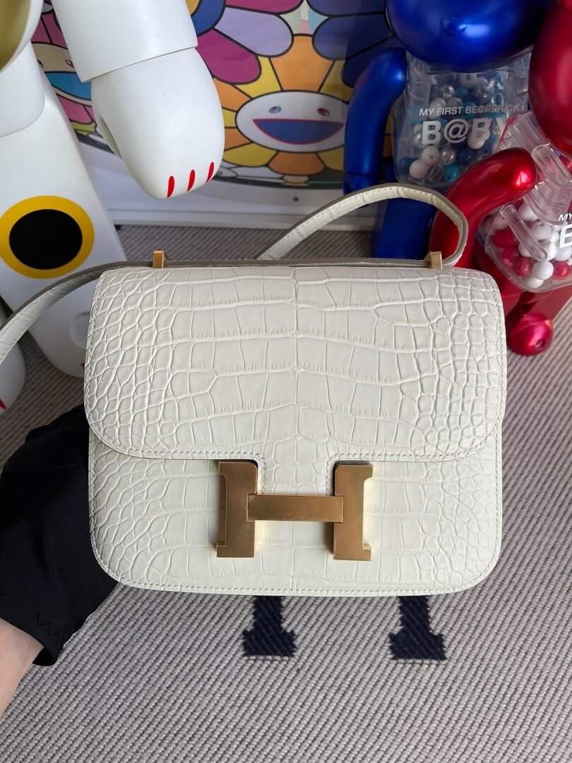 Uncle Bench Hermes Constance Alligator matt 8L Beton Gold Hardware 18cm Full Handmade