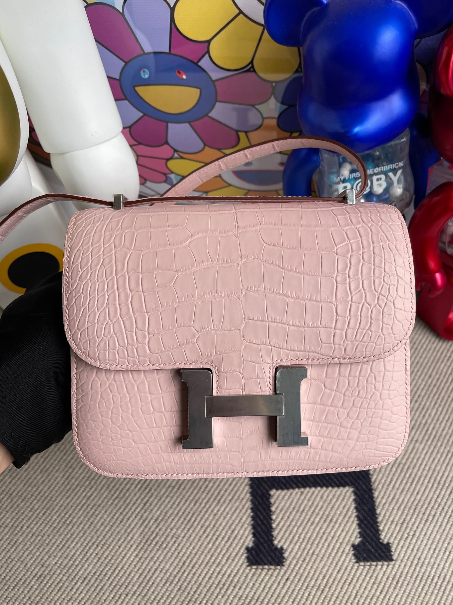 Uncle Bench Hermes Constance Alligator matt Dreamy pink Silver Hardware 18cm Full Handmade