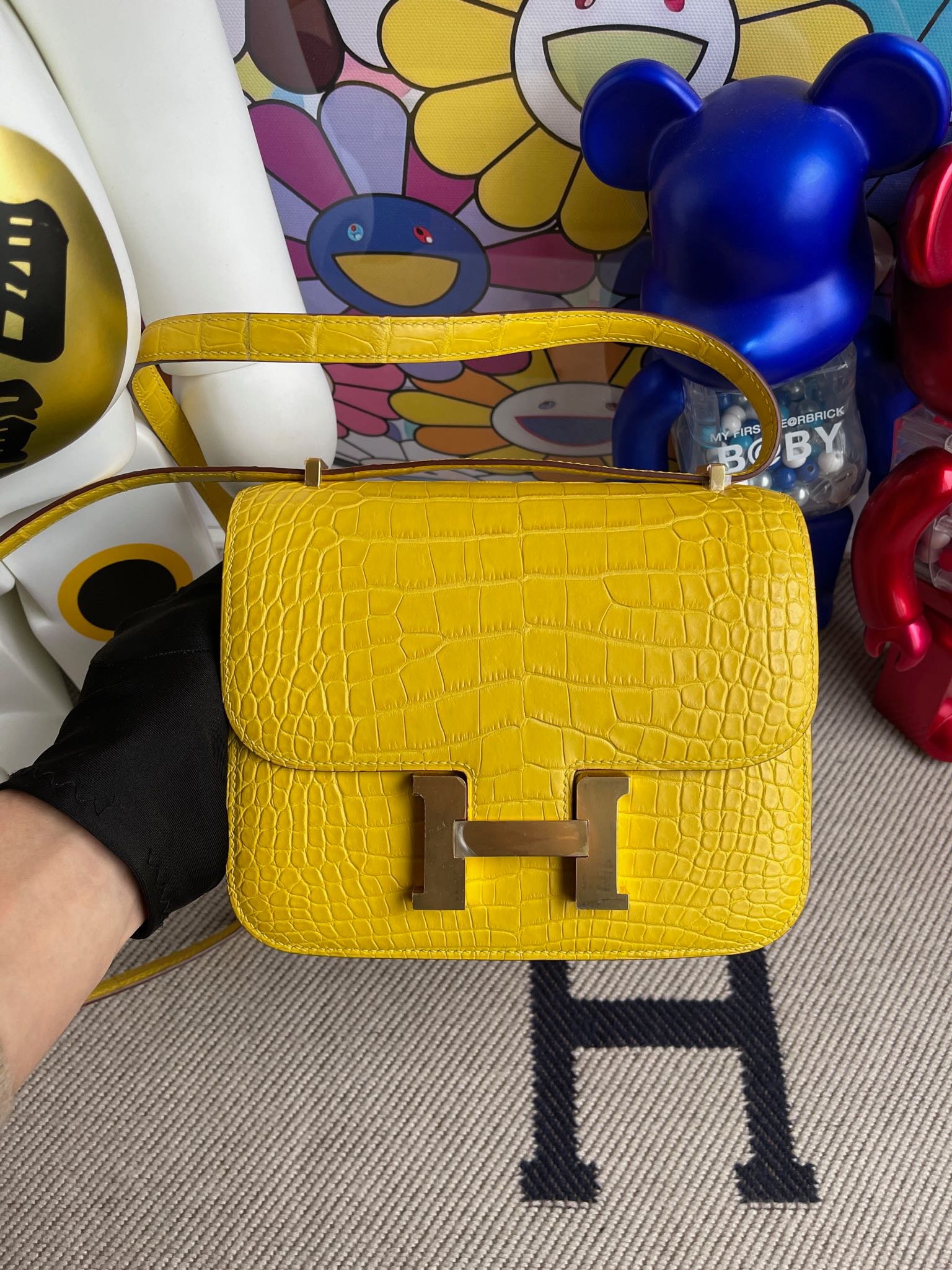 Uncle Bench Hermes Constance Alligator matt M9 Marigold yellow Gold Hardware 18cm Full Handmade