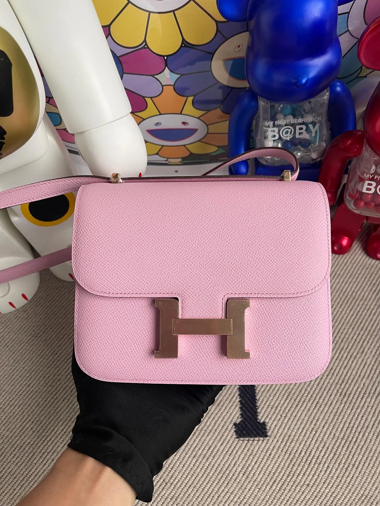 Uncle Bench Hermes Constance Epsom X9 mallow purple Rose gold Hardware 18cm Full Handmade