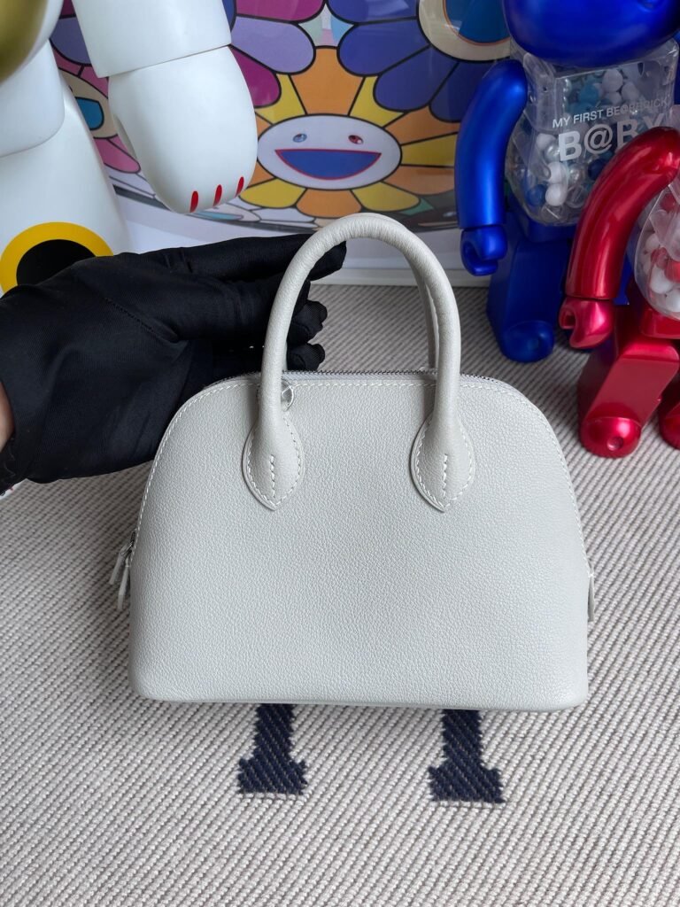 Uncle Bench Hermes Mini bolide Chevre ck80 Pearl grey Silver Hardware 19cm Full Handmade