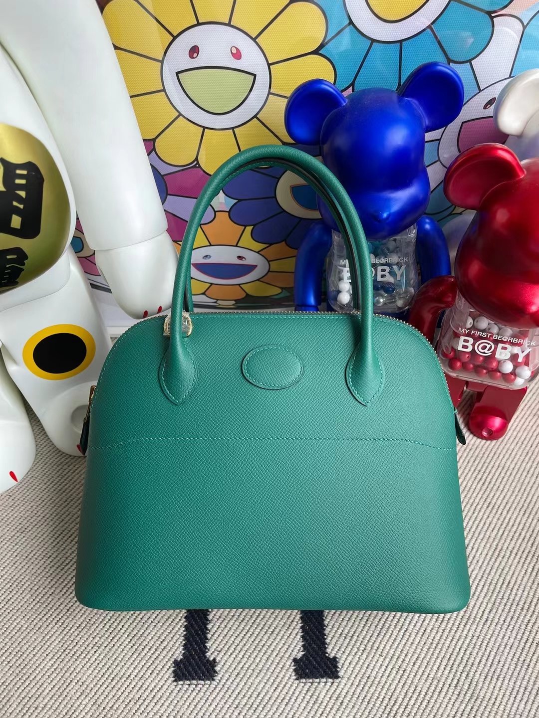 Uncle Bench Hermes Bolide Epsom Z6 Malachite Gold Hardware 27cm Full Handmade