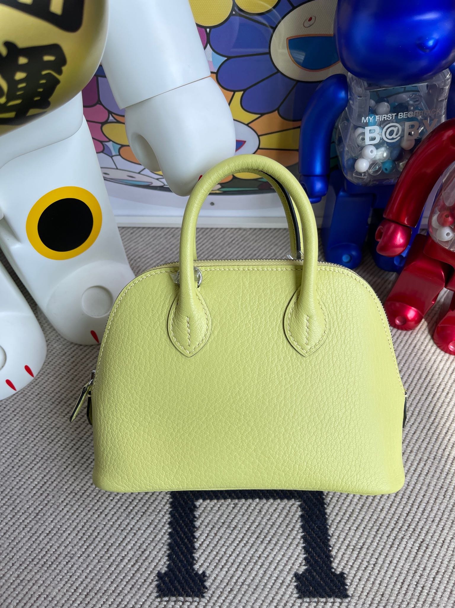 Uncle Bench Hermes Mini bolide chevre R9 Lemon yellow Silver Hardware 19cm Full Handmade