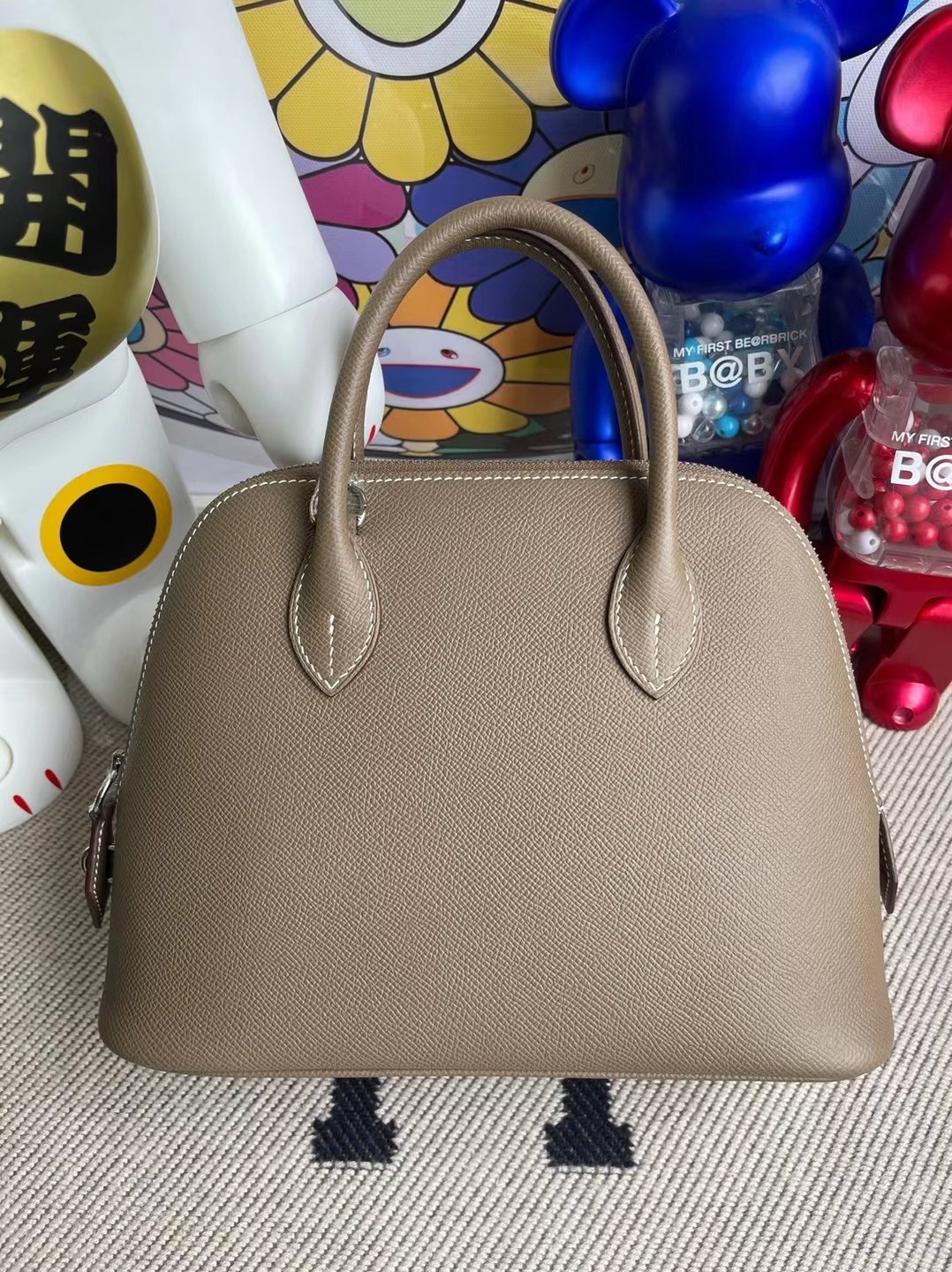 Uncle Bench Hermes Bolide evercolor Ck18 Etoupe Silver Hardware 25cm Full Handmade