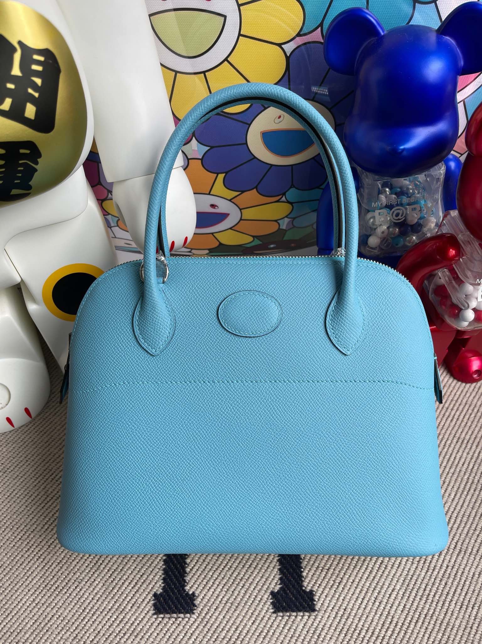 Uncle Bench Hermes Bolide Epsom p3 sky blue Silver Hardware 25cm Full Handmade