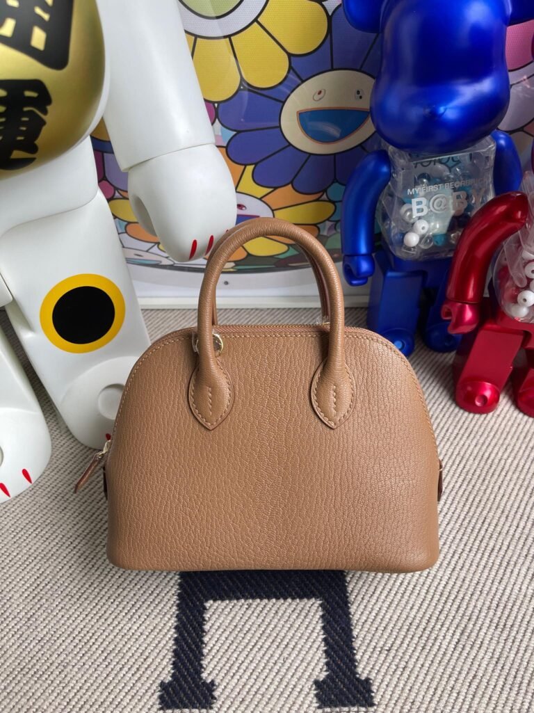 Uncle Bench Hermes Mini Bolide Chevre 2J Finch color Gold Hardware 19cm Full Handmade