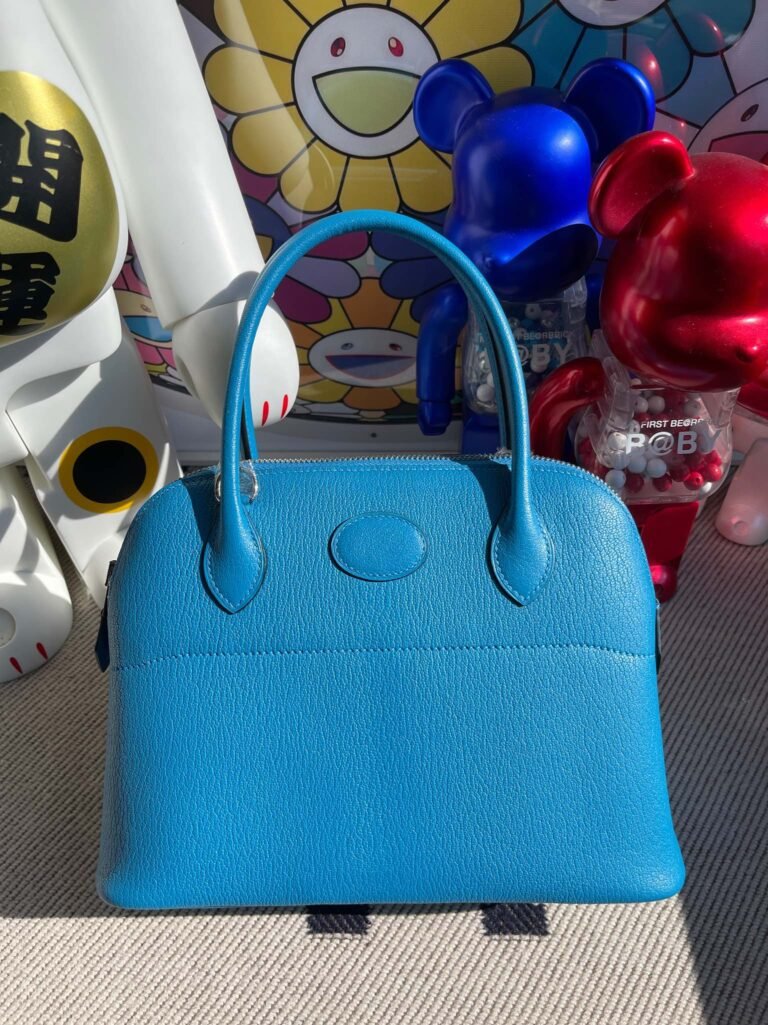 Uncle Bench Hermes Bolide Chevre B3 Blue Zanzibar Silver Hardware 27cm Full Handmade