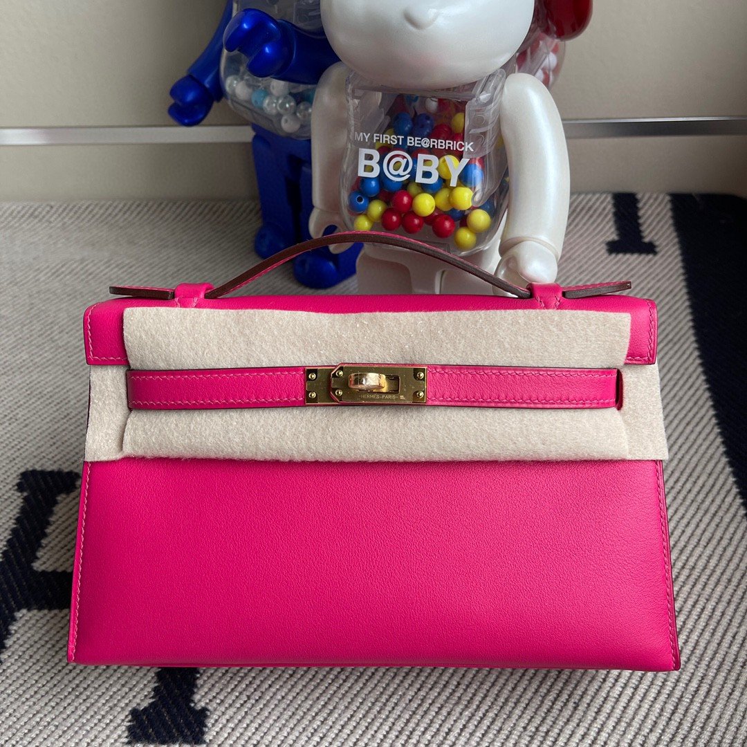 Uncle Bench Hermes kelly pochette Swift Rose mexico Gold Hardware 22cm Full Handmade