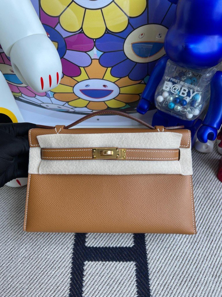 Uncle Bench Hermes kelly pochette Epsom ck37 Golden Gold Hardware 22cm Full Handmade