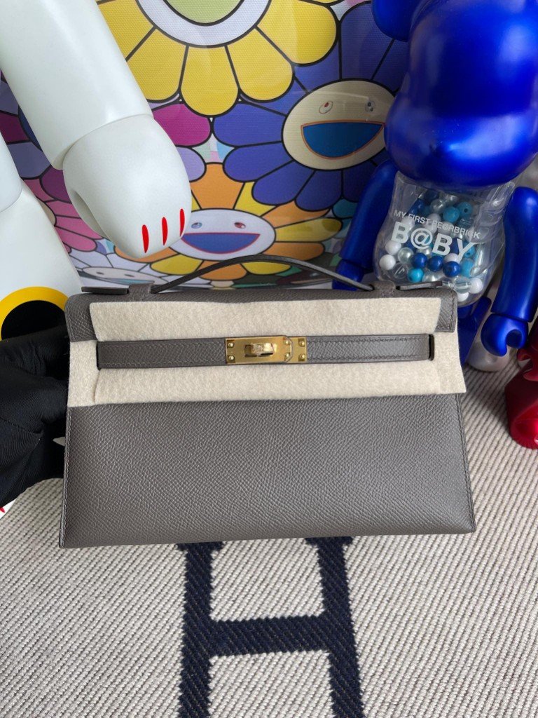 Uncle Bench Hermes kelly pochette Epsom 8F etain Gold Hardware 22cm Full Handmade