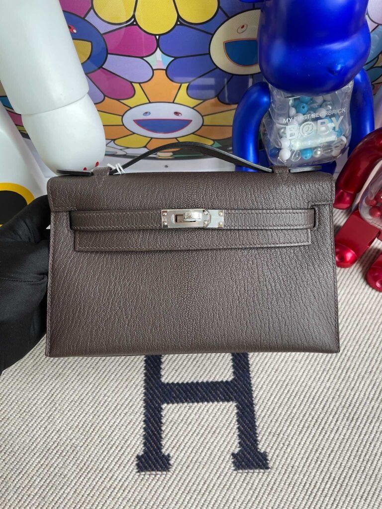 Uncle Bench Hermes kelly pochette chevre dark chocolate Silver Hardware 22cm Full Handmade