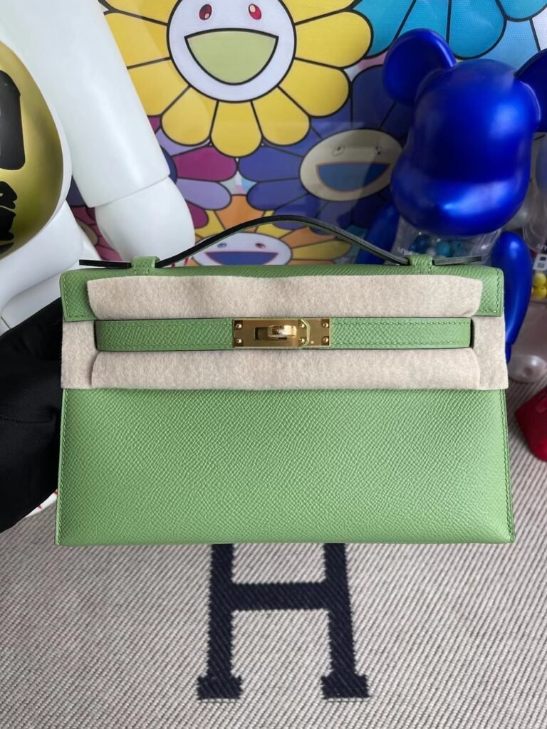 Uncle Bench Hermes kelly pochette Epsom i3 Avocado green Gold Hardware 22cm Full Handmade
