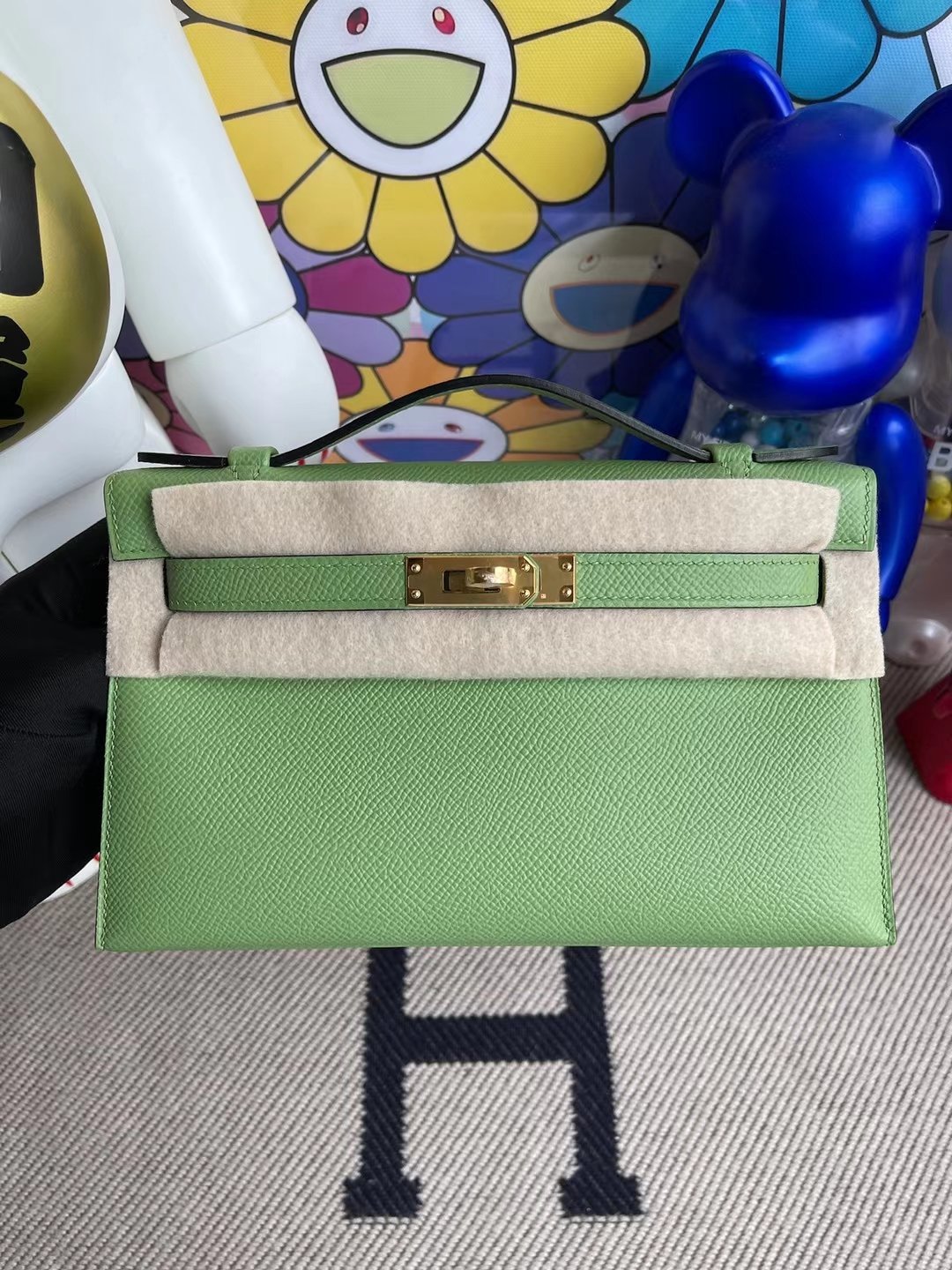 Uncle Bench Hermes kelly pochette Epsom i3 Avocado green Gold Hardware 22cm Full Handmade