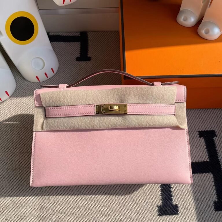 Uncle Bench Hermes kelly pochette Swift 3Q light pink Gold Hardware 22cm Full Handmade