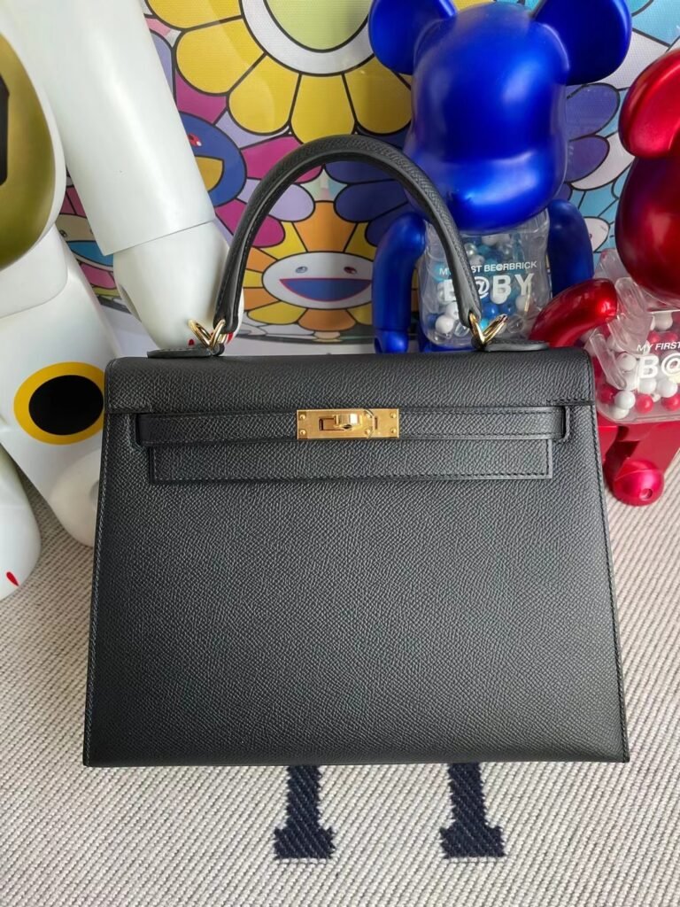 Uncle Bench Hermes kelly Epsom Ck89 Black Gold Hardware 25cm Full Handmade