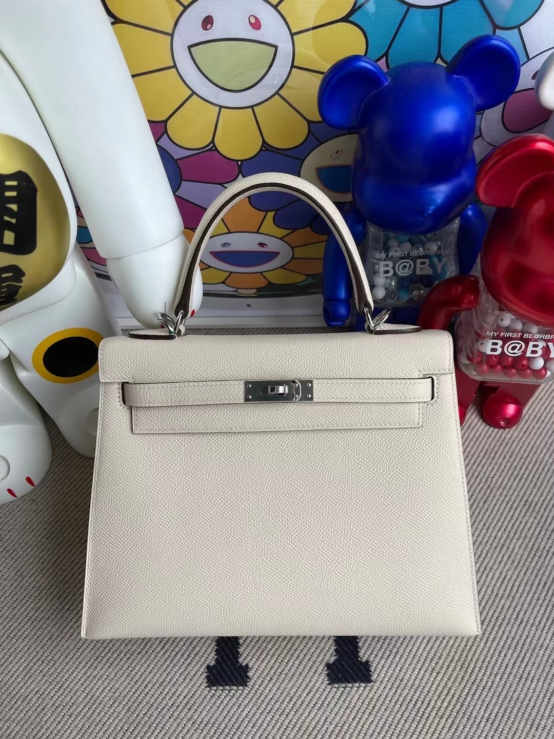 Uncle Bench Hermes kelly Epsom i2 Craie & 2s Sesame Silver Hardware 25cm Full Handmade