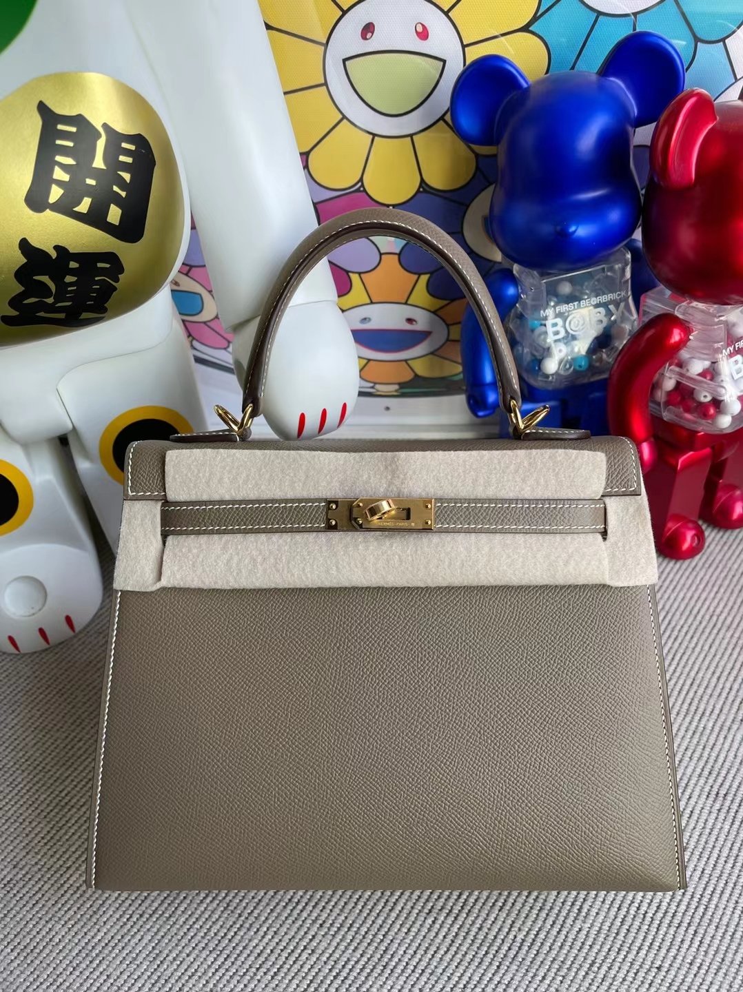 Uncle Bench Hermes kelly Epsom Ck18 Etoupe Gold Hardware 25cm Full Handmade