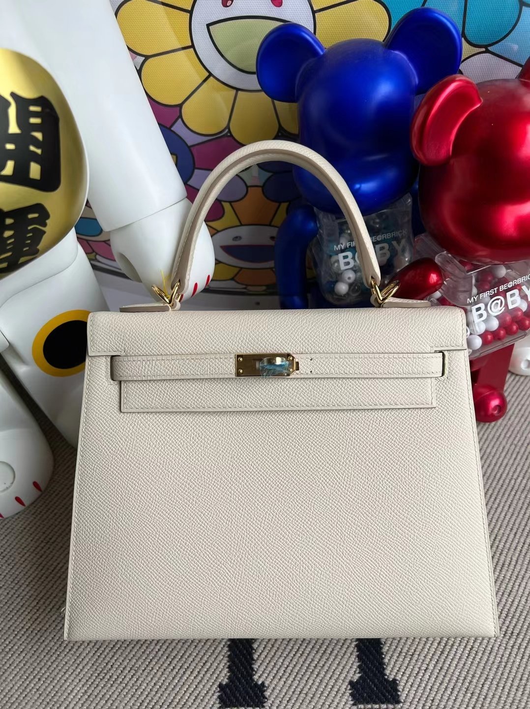 Uncle Bench Hermes kelly Epsom Ck10 creamy white Gold Hardware 25cm Full Handmade