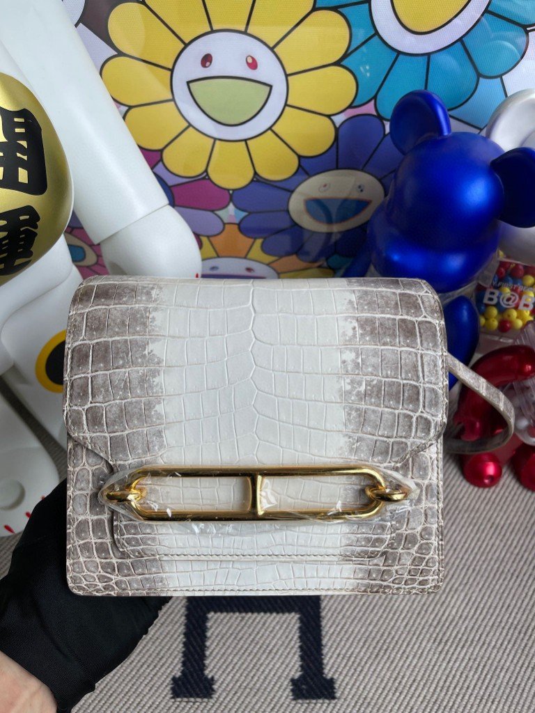 Uncle Bench Hermes Roulis crocodile Himalaya Gold Hardware 18cm Full Handmade