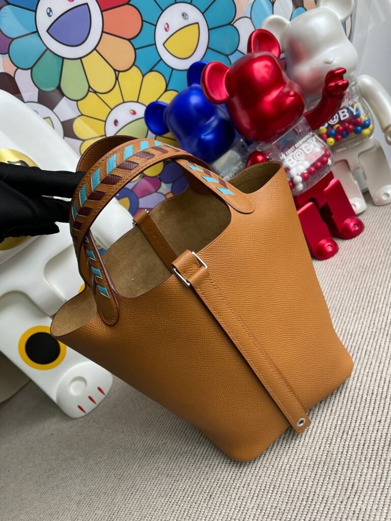 Uncle Bench Hermes Picotin Epsom golden weaving HANDLE Silver Hardware 18cm Full Handmade