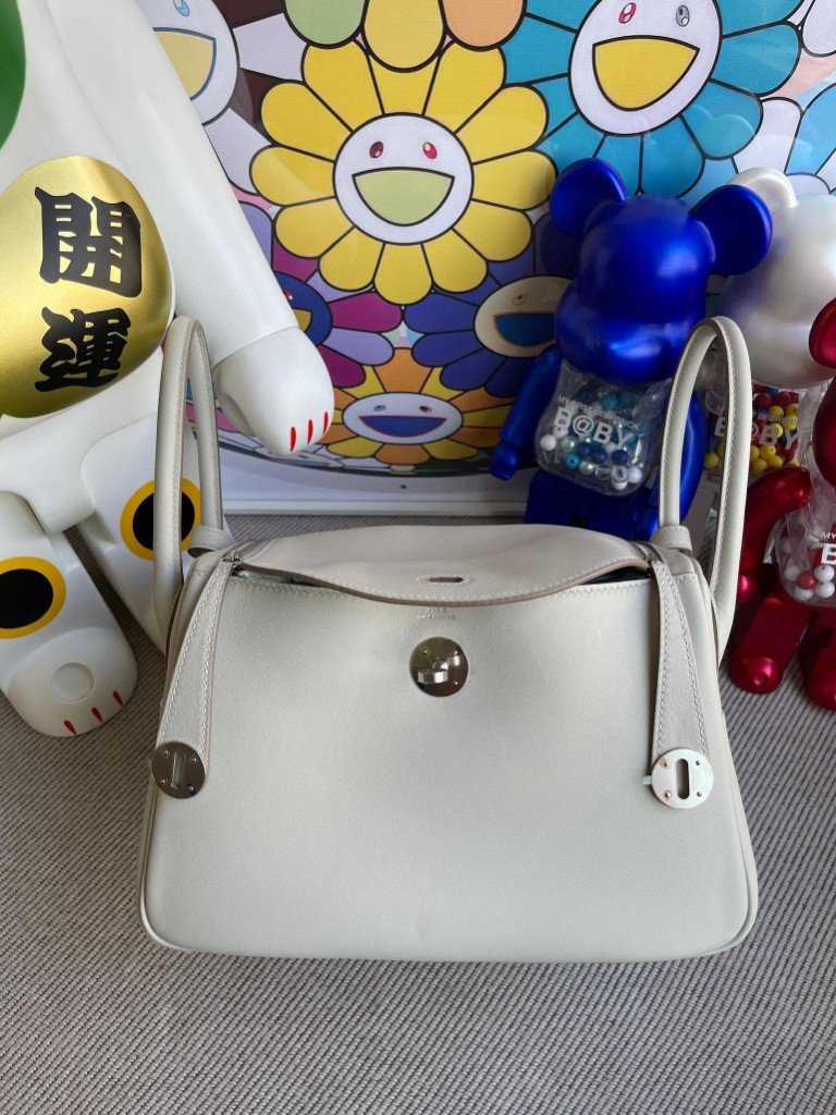 Uncle Bench Hermes Lindy Swift nata Craie Silver Hardware 26cm Full Handmade