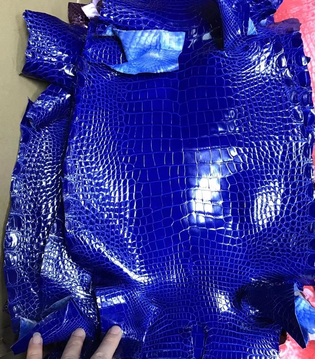 Uncle Bench Hermes Leather crocodile shiny Electric blue customized