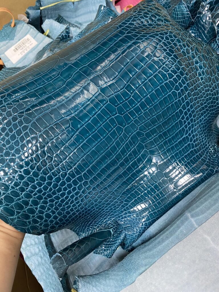 Uncle Bench Hermes Leather new Porosus shiny W0 Vert Bosphore customized