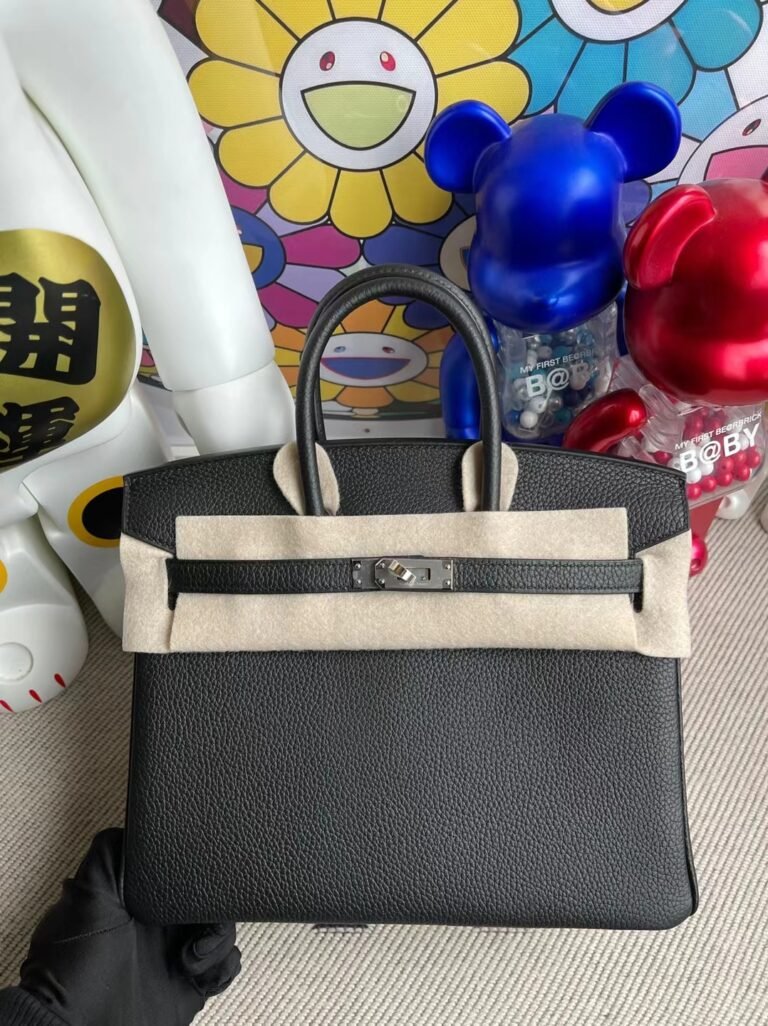 Uncle Bench Hermes Birkin Togo Ck89 Black Silver Hardware 25cm Full Handmade