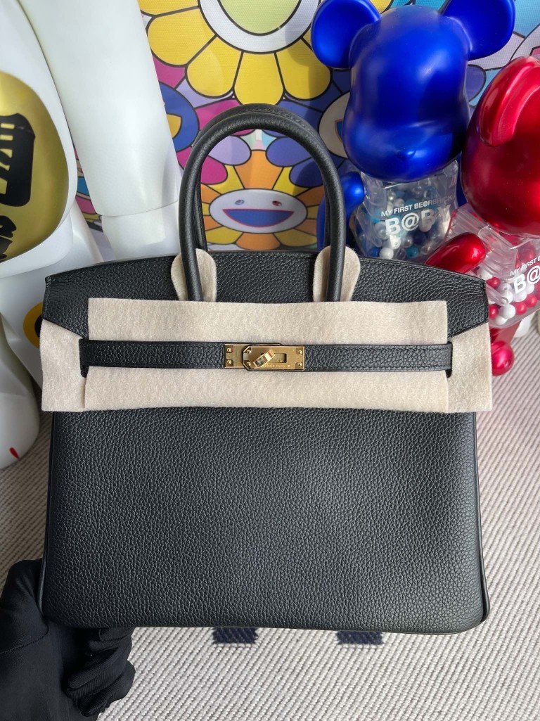 Uncle Bench Hermes Birkin Togo Ck89 Black Noir Gold Hardware 25cm Full Handmade