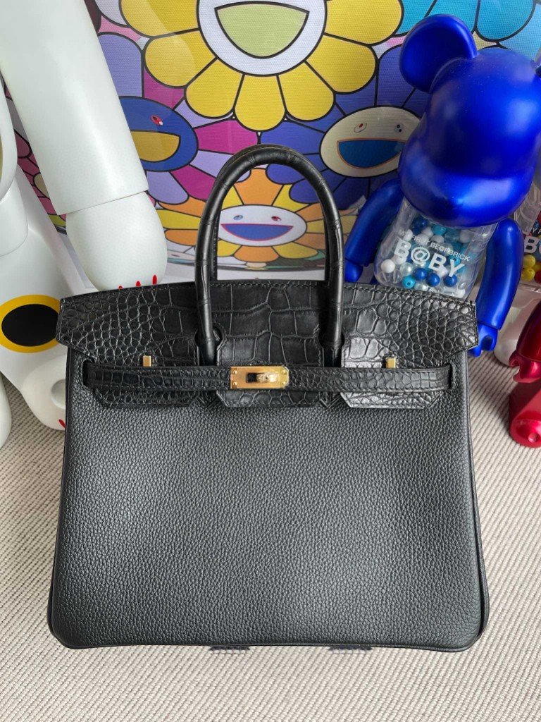 Uncle Bench Hermes Birkin Touch Matte crocodile Black Gold Hardware 25cm Full Handmade
