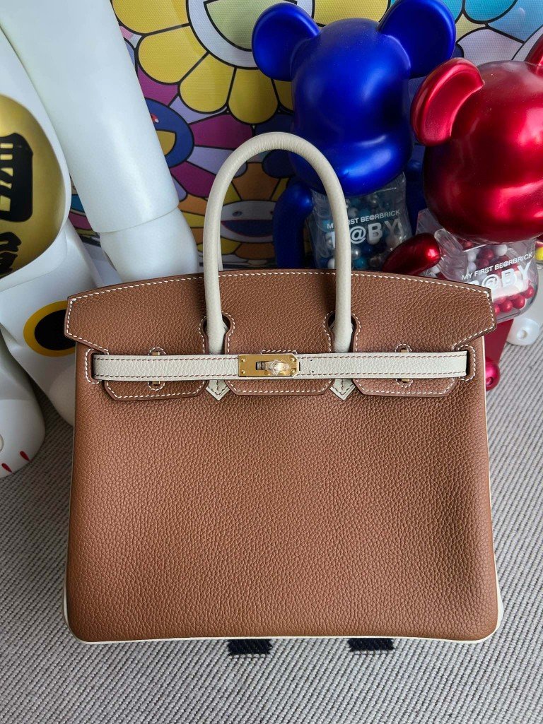 Uncle Bench Hermes Birkin togo ck37 Gold & Craie Gold Hardware 25cm Full Handmade