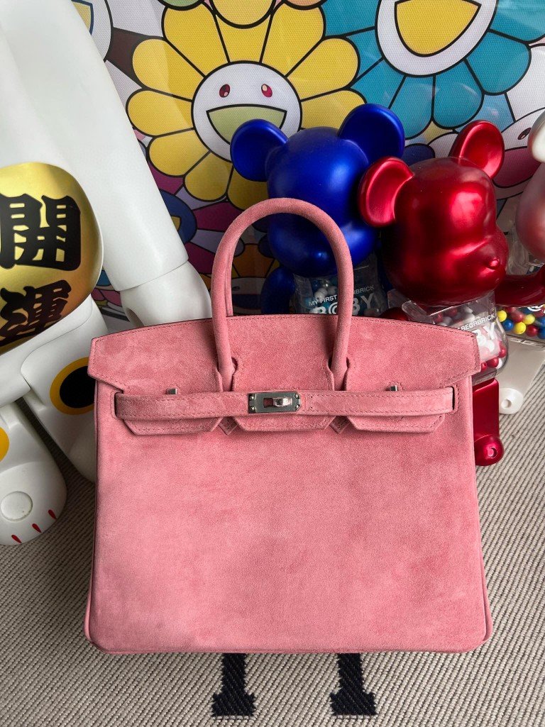 Uncle Bench Hermes Birkin chamois Pink Silver Hardware 25cm Full Handmade