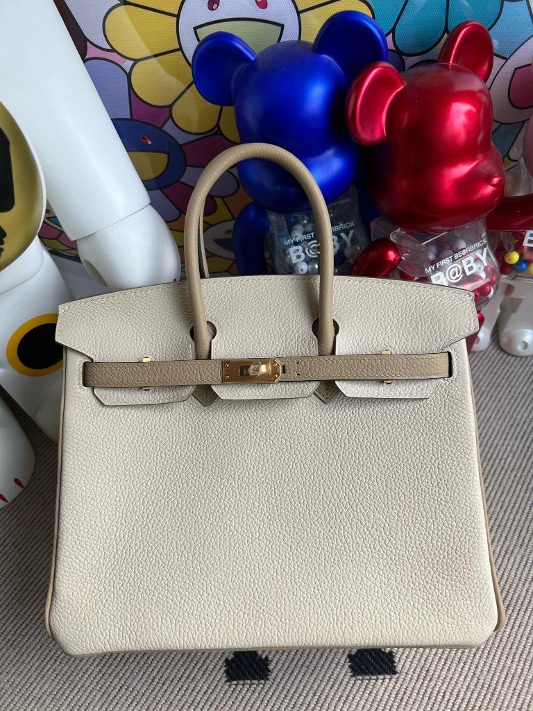 Uncle Bench Hermes Birkin togo Craie & Trench Gold Hardware 25cm Full Handmade