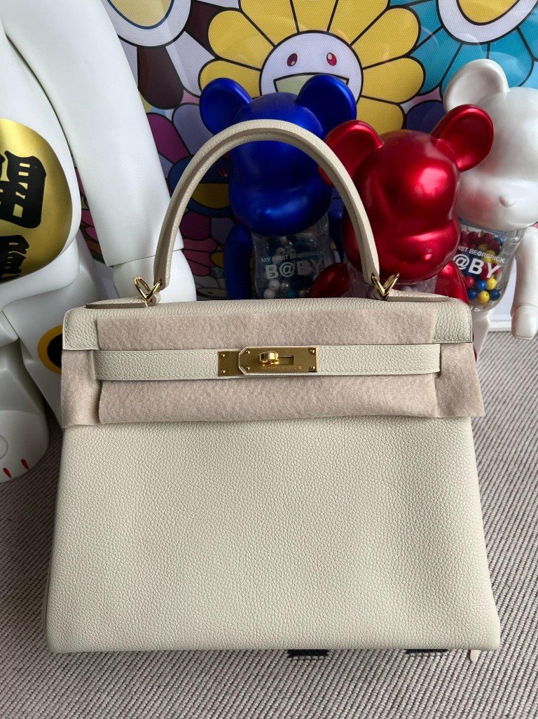 Uncle Bench Hermes Kelly togo ck10 Craie Gold Hardware 28cm Full Handmade