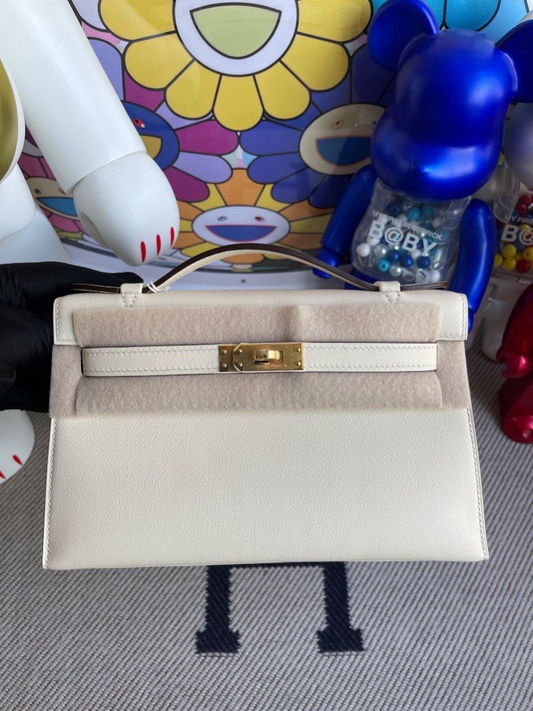 Uncle Bench Hermes Mini kelly pochette swift 8L Beton Gold Hardware 22cm Full Handmade