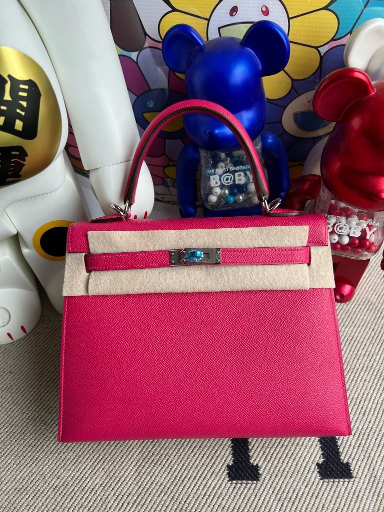 Uncle Bench Hermes Kelly Epsom rose mexico Silver Hardware 25cm Full Handmade