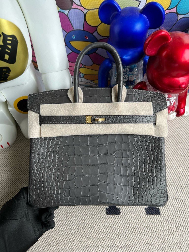 Uncle Bench Hermes Birkin Alligator matte 8F Etain Gold Hardware 25cm Full Handmade
