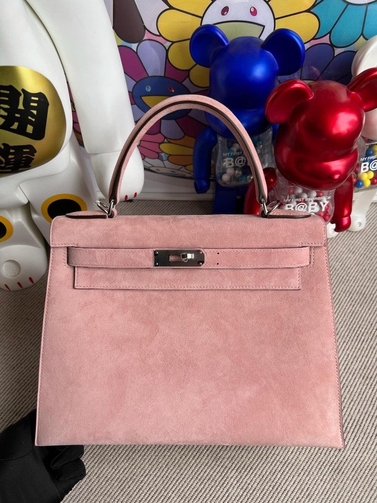Uncle Bench Hermes kelly chamois pink Silver Hardware 28cm Full Handmade