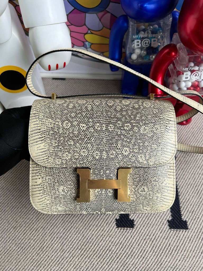 Uncle Bench Hermes Constance Lizard Himalaya Gold Hardware 18cm Full Handmade