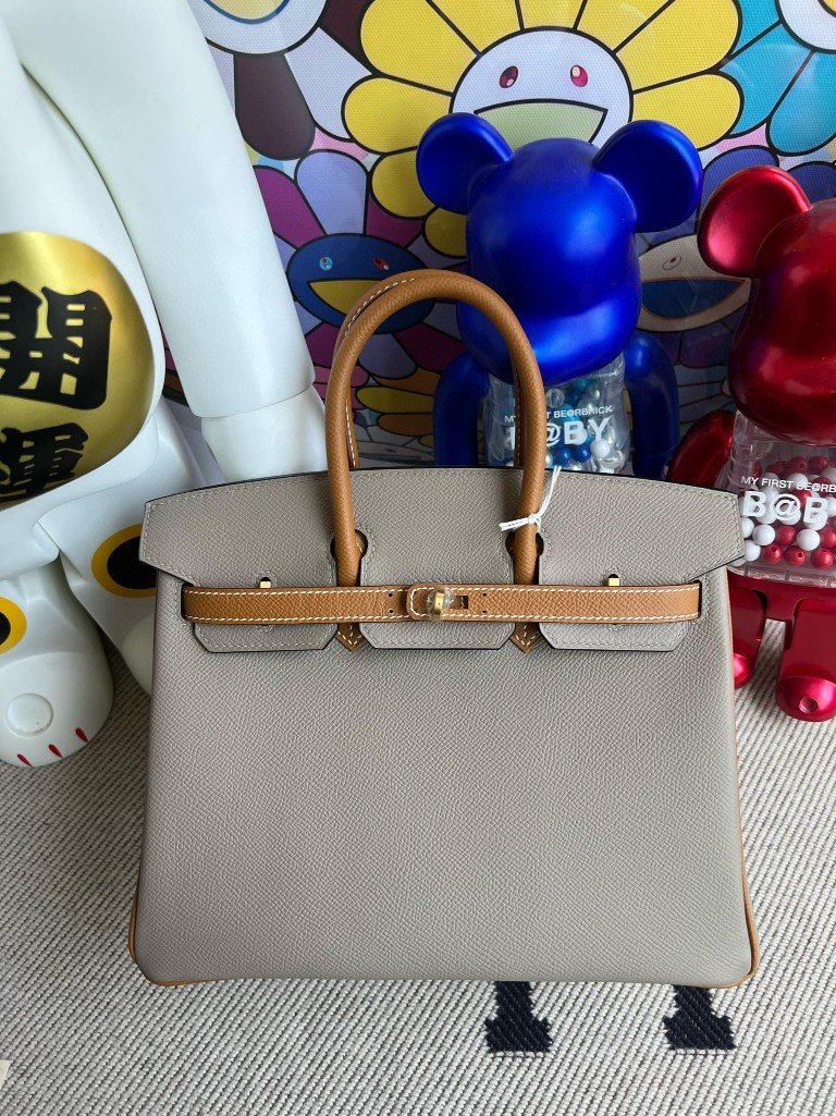 Uncle Bench Hermes Birkin Epsom Golden & m8 Griss Asphalte Gold Hardware 25cm Full Handmade