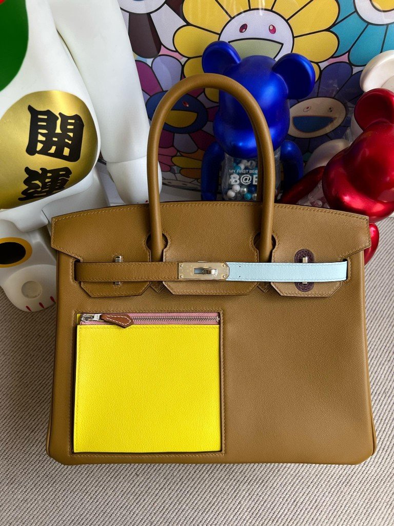 Uncle Bench Hermes Birkin colormatic swift Gold & Yellow Silver Hardware 30cm Full Handmade