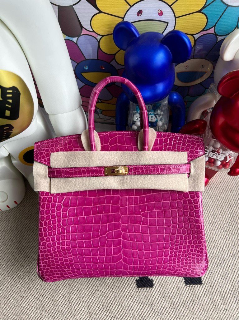 Uncle Bench Hermes Birkin porosus shiny J5 Rose purple Gold Hardware 25cm Full Handmade