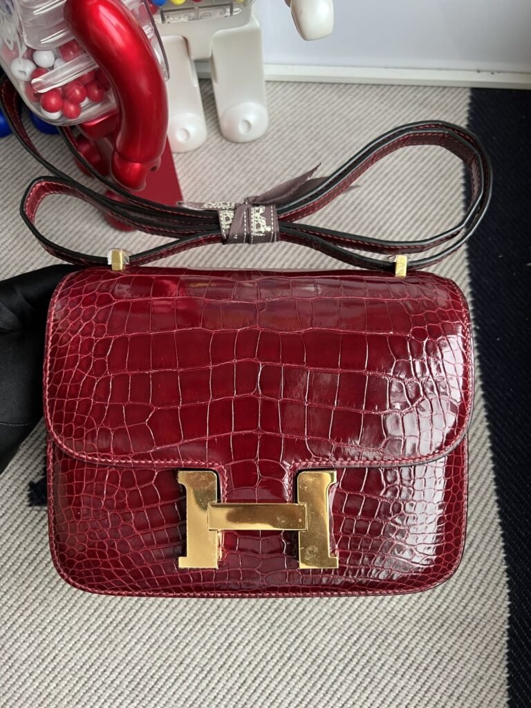 Uncle Bench Hermes Constance Alligator shiny F5 Wire red Gold buckle 18cm Full Handmade