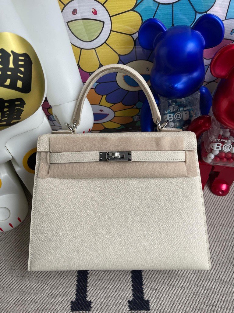 Uncle Bench Hermes Kelly Epsom ck10 Craie Silver Hardware 25cm Full Handmade