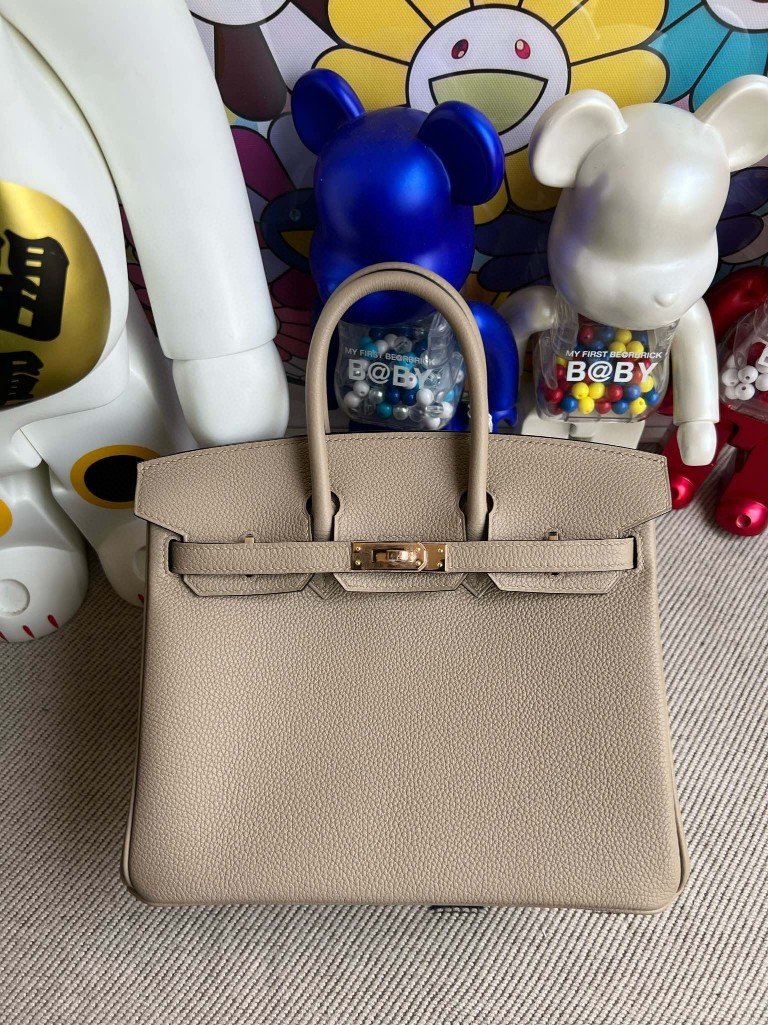 Uncle Bench Hermes Birkin togo Griss Rose Gold Hardware 25cm Full Handmade