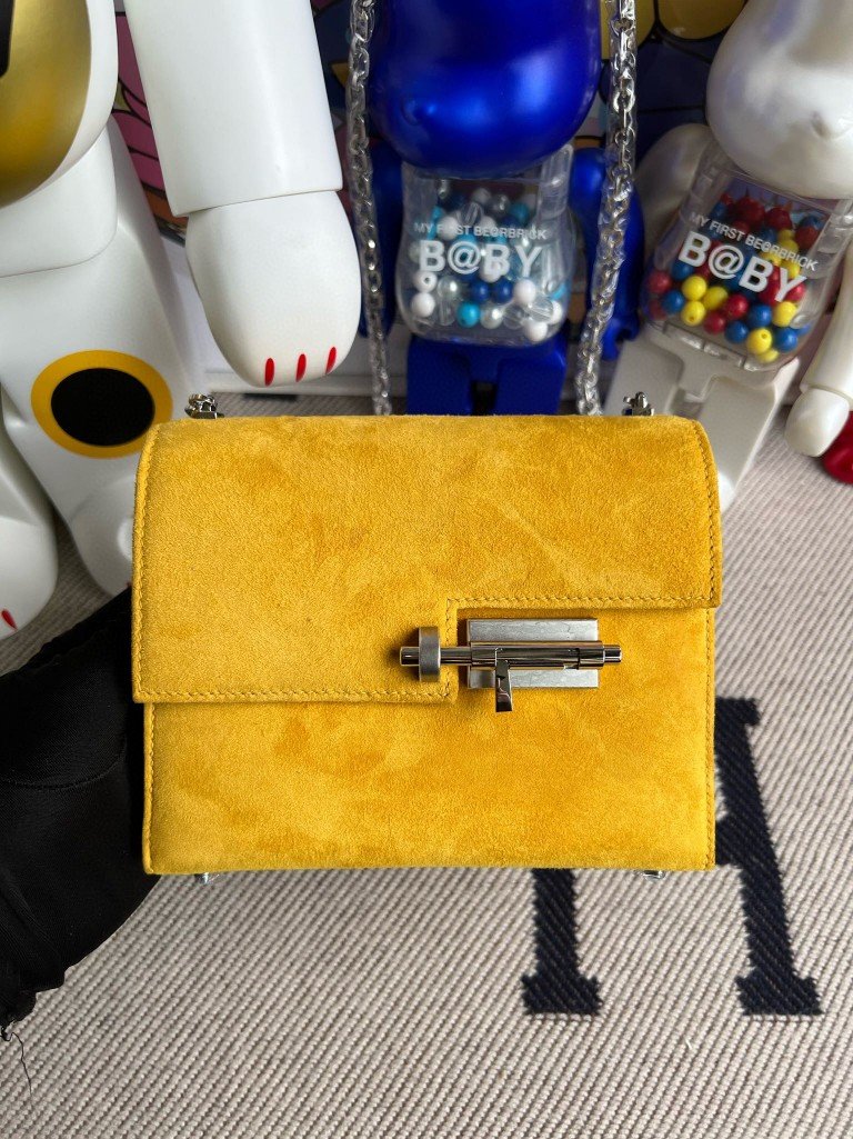 Uncle Bench Hermes Verrou chamois 9D Ambre Silver Hardware 17cm Full Handmade