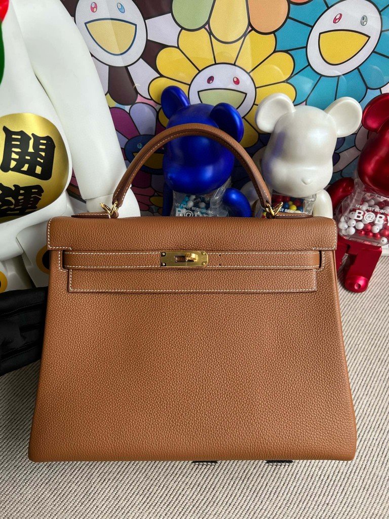 Uncle Bench Hermes Kelly togo ck37 Golden Gold Hardware 32cm Full Handmade