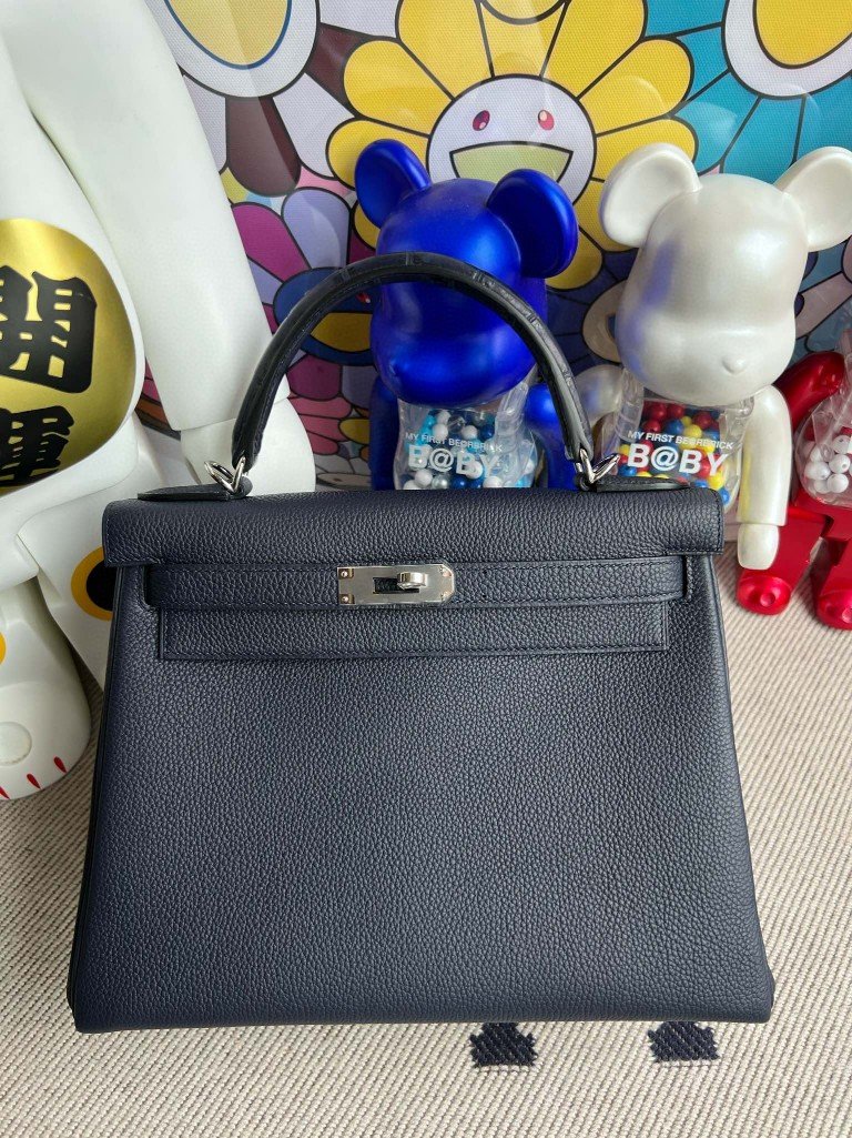 Uncle Bench Hermes Kelly Touch Midnight blue crocodile Silver Hardware 28cm Full Handmade