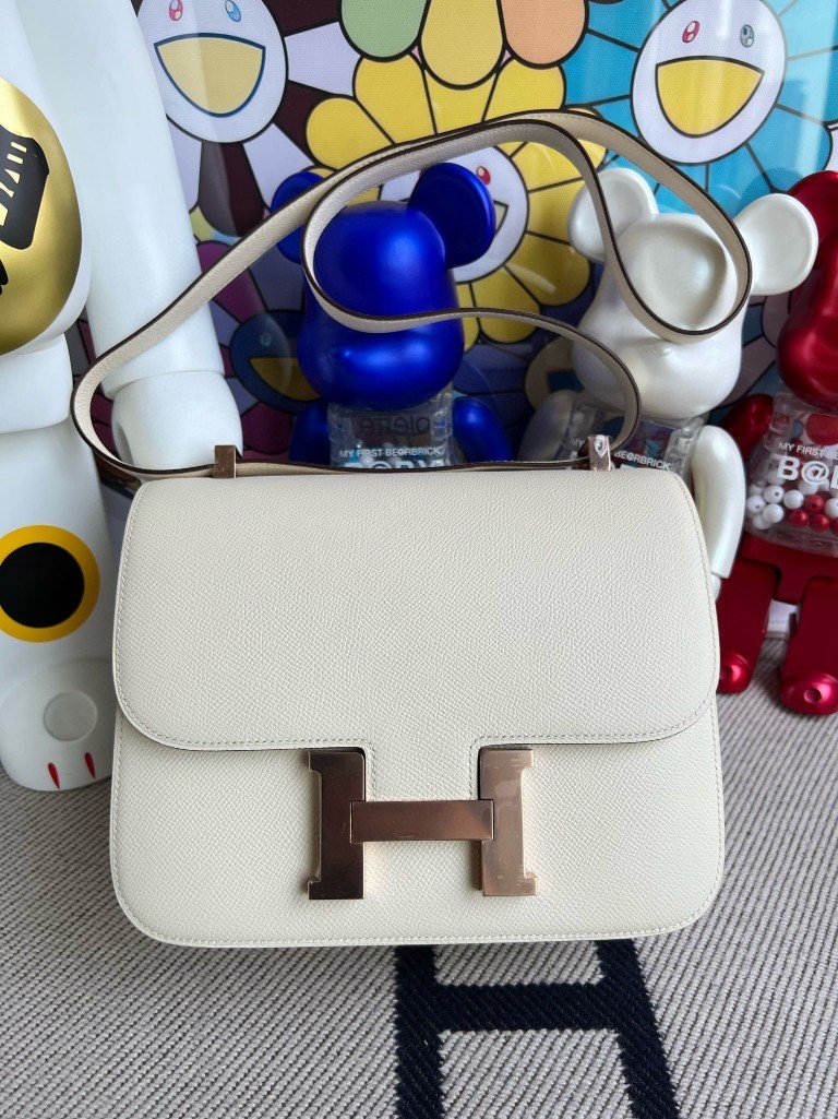 Uncle Bench Hermes Constance Epsom ck10 Craie Rose gold Hardware 24cm Full Handmade