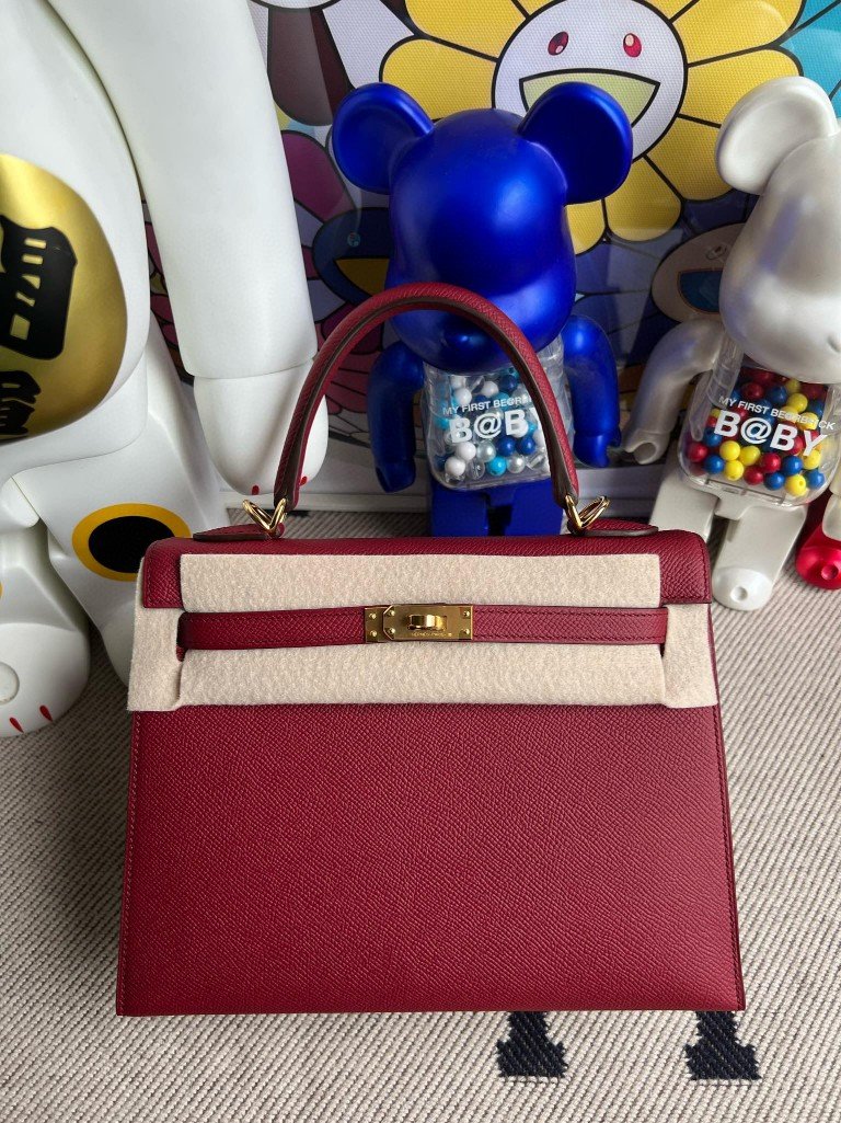 Uncle Bench Hermes kelly Epsom k1 Rouge grenat Gold Hardware 25cm Full Handmade